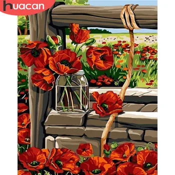 

HUACAN Paint By Numbers Flowers HandPainted Kits Drawing On Canvas Coloring Art Gift DIY Oil Pictures Home Decoration
