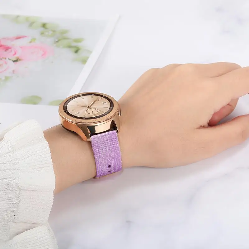 Ремешок для часов из настоящего нейлона для samsung Galaxy Watch 42 мм Active 2 40 мм 44 мм для женщин и мужчин быстросъемный ремешок с застежкой из розового золота