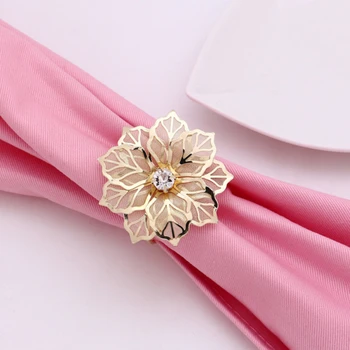 

Alloy Flower Design Napkin Rings For Wedding Receptions Gifts Holiday Banquet Dinner Christmas Table Decoration