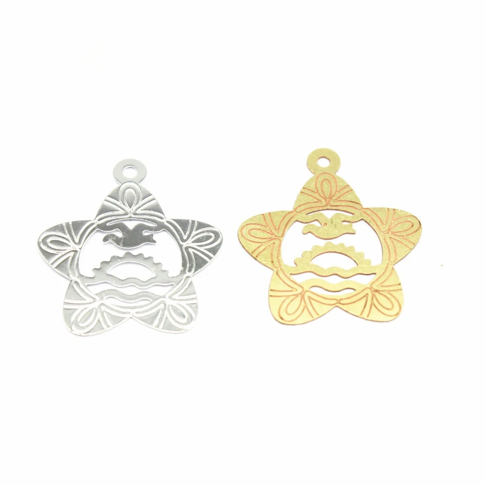 SEA-MEW-18-20mm-Copper-Sheet-Stars-Filigree-Pendant-Raw-Brass-Silver-Tone-Connectors-For-Jewelry
