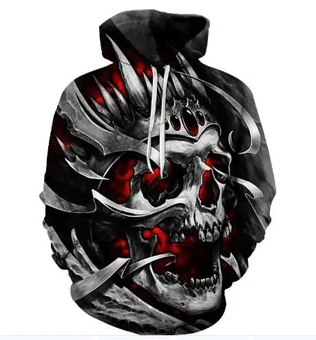 

2019 New Hot Unisex Sweatshirt 3d-printed Flame Skull Hoodie Pocket Grey Coat Men's Casual Hoodie Manufacturer Promotion S-6XL