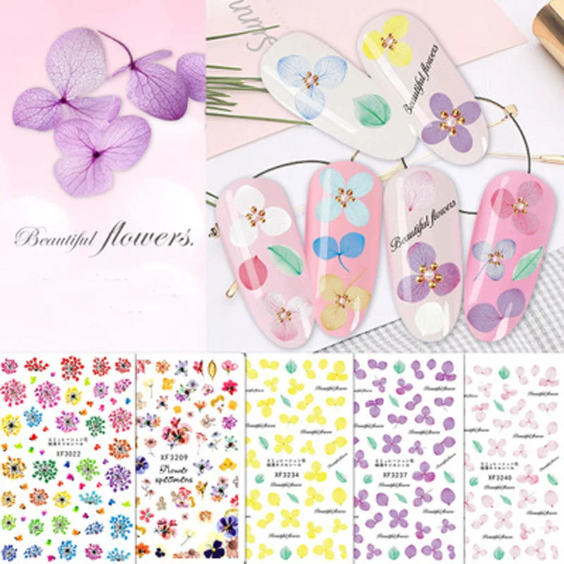 

14pcs/set Mixed Nail Art Sticker Glitter Flower Series Design Casual DIY Home Nail Set Decal Slider Wraps Decor Manicure