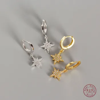 

925 Sterling Silver Fashion Geometric Star Pendant Earrings Women Simple Trend Wedding Party Jewelry Accessories Girlfriend Gift