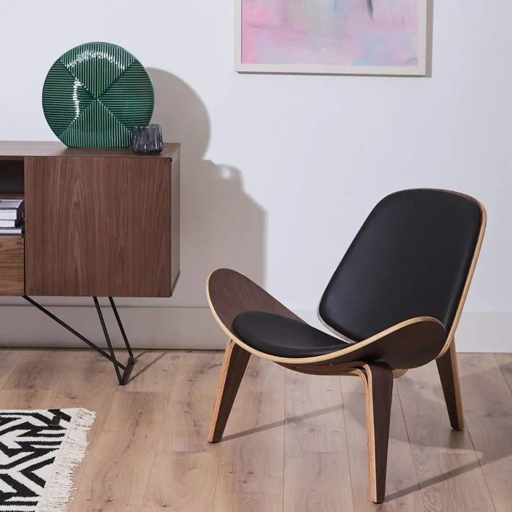 Furgle Hans Wegner Replica Lounge Shell Chair Walnut Frame Genuine