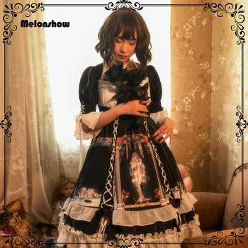 

Melonshow Gothic Lolita Dress Plus Size Black Women Summer Lolita Dresses Woman Victorian Vintage Loli Retro Clothing