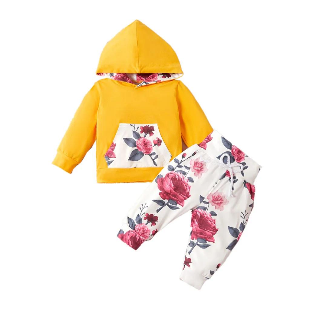 Лидер продаж, Одежда для новорожденных мальчиков и девочек милый свитер с цветочным принтом+ штаны-леггинсы повседневные комплекты одежды, костюм комплект из 2 предметов