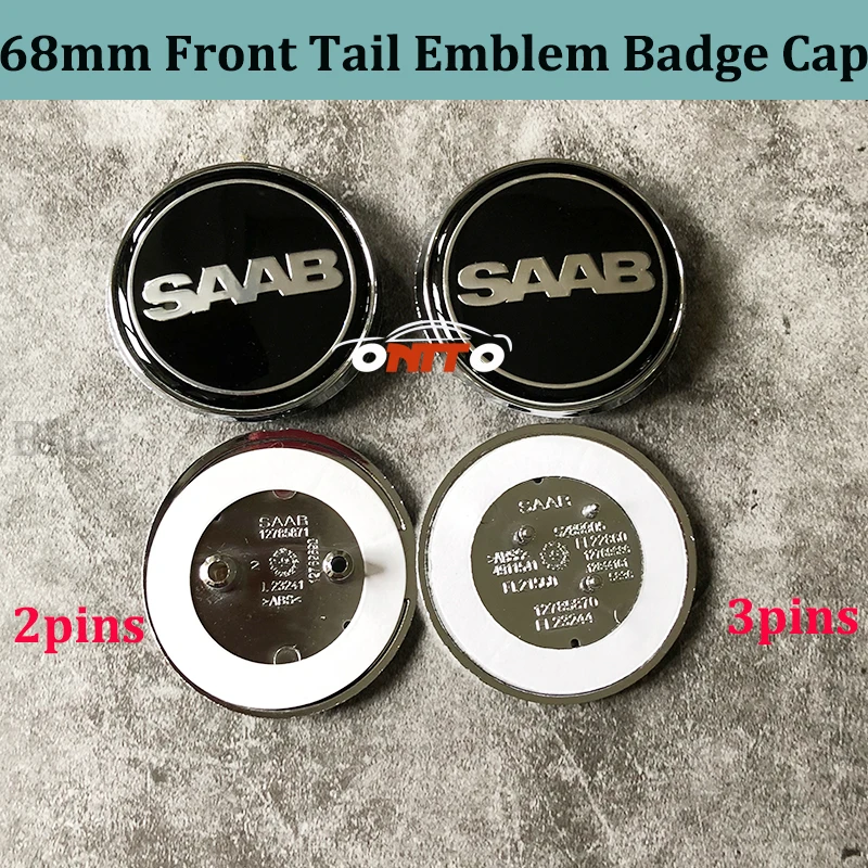 

3D metal Black Carbon Blue Car Front Trunk Boot 68MM 1pcs Car emblem Logo Badge For SAAB saab 9-3 9-5 93 95 BJ Auto Caps