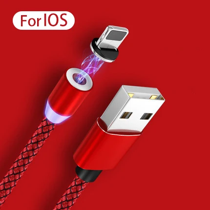 Magnetic USB Cable Fast Charging USB Type C Cable Magnet Charger Data Charge Micro USB Cable Mobile Phone Cable USB Cord - Тип штекера: For IOS RED