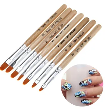 

7Pcs Nail Art Round Top Acrylic Poly UV Gel Extension Builder Coating Builder Flower Painting Drawing Brush Manicure Tool