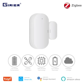 

Tuya ZigBee Smart Door Window Sensor, Wireless Remote Home Security Detector, Compatible with Alexa Google Home, Hub Required