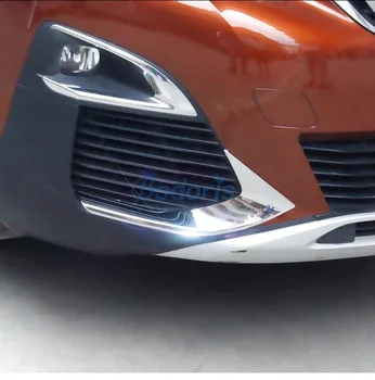 

For Peugeot 3008 3008 GT 2017 2018 Chrome Front Fog Light Protector Foglight Lamp Eyelid Eyebrow Cover Car Styling Accessories