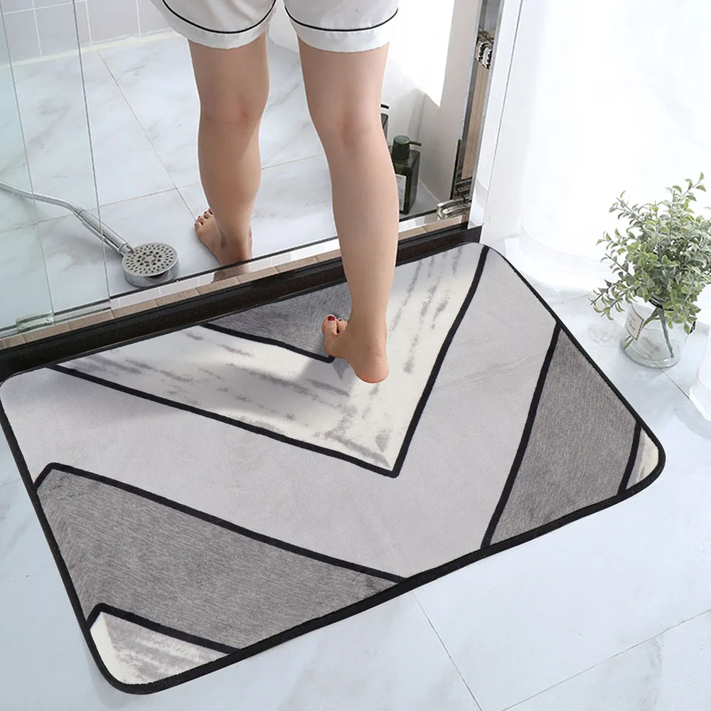 Anti slip Bathroom Mat Thicken Flannel Super Absorbent Bathtub Side