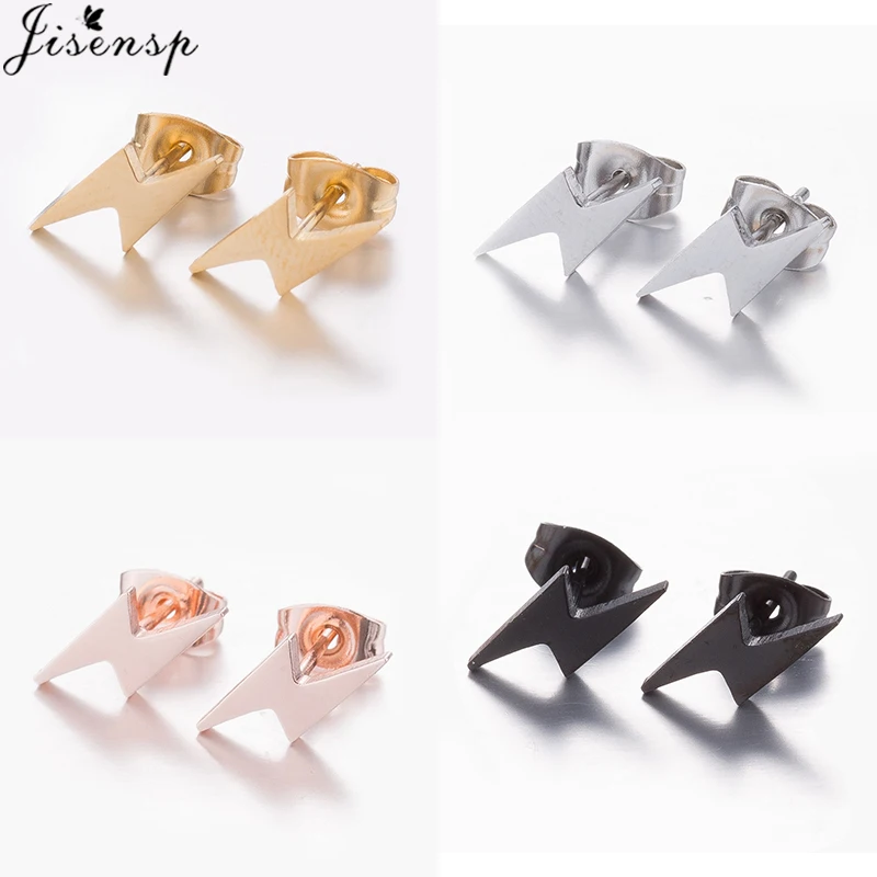 

Jisensp Punk Thunder Women Earings Jewellery Mini Small Lightning Bolt Stud Earrings for Men Stainless Steel Jewelry Pendientes