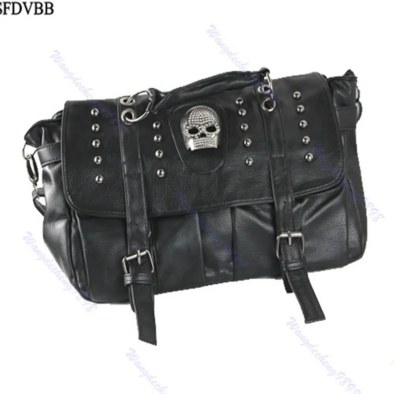 SFDVBB Популярные Модные женские Персонализация Панк заклепки сумка через плечо в форме черепа Сумочка черная