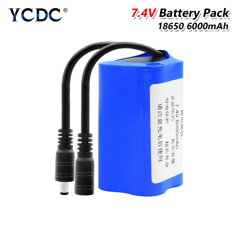 6000mAh DC plug 7,4 v 3000/6000/9000mAh литиевый 18650 аккумулятор с XH 2,54 мм или DC 5,5x2,1 мм разъем для светодиодного фонарика лампа пылесос - Цвет: 6000mAh DC plug