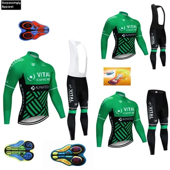 

Men VITAL Concept Team Long Sleeve Cycling Jersey 2019 20D Gel Pad Pants Spring Autumn Cycling Clothing Sets Breathable