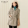Vimly Winter Plaid Coats and Jackets Women 2022 Fashion New Lapel Pockets Belt Short Overcoat Elegant Female Blazer F2998 ► Photo 1/5