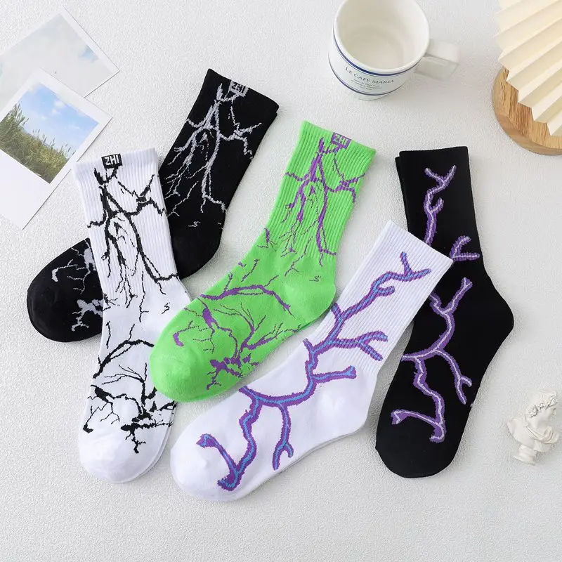 2022-Black-Lightning-Men-and-Women-Socks-Cotton-Color-Harajuku-White ...