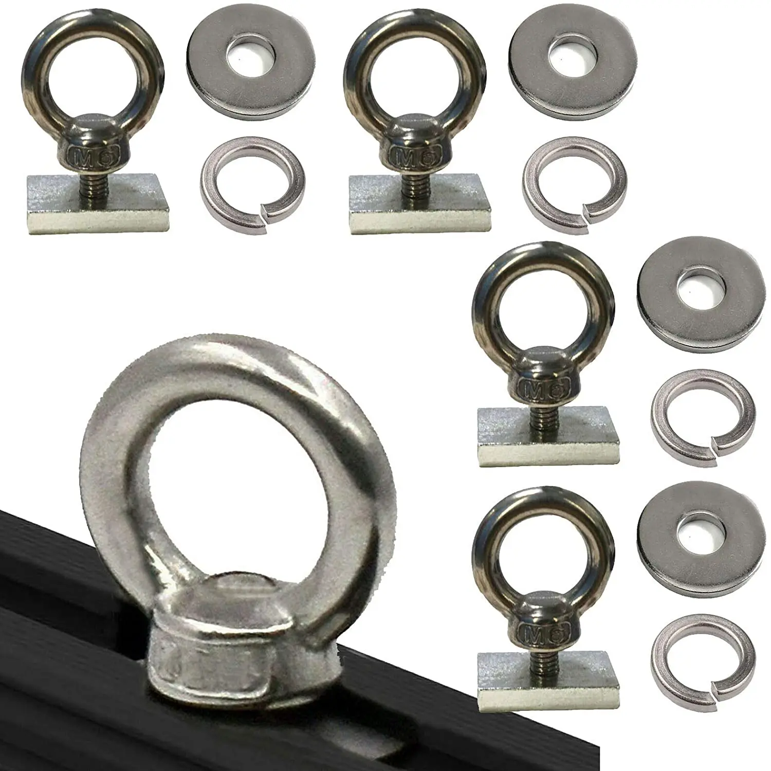 4 Pack Round Pad Eye Tie Down Anchor Ring Stainless Steel M8 Thread