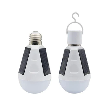 

LED Portable 12W Solar Emergency Bulb, 6500K Rechargeable IP46 Waterproof Outdoor Camping Bulb with 3 Solar Panel