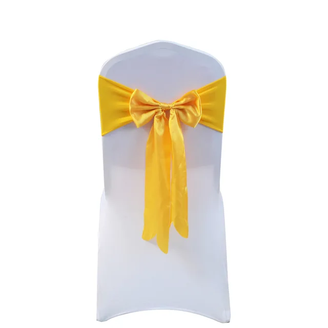 Spandex Chair Sashes, Satin Ribbon Bows for Wedding Events, Banquets Decoration, Elastic Chair Bands with Bow, Many Colors