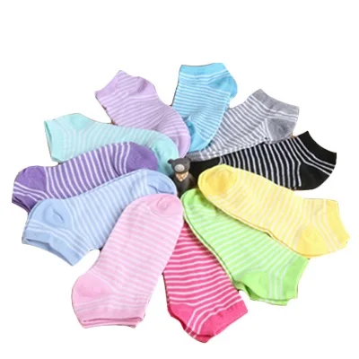12pcs/6pair Women Socks Heart Dot Solid Cute Socks Short Woman Socks Slippers Cotton Blends Low Cut Ankle Boat Socks Summer Stripe