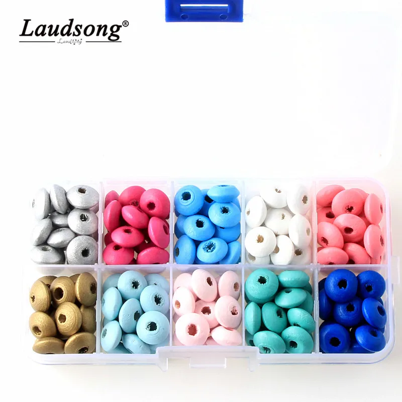 

12MM Flat Series Wood Beads for Jewelry Making Accessories DIY Necklace for Baby Pacifier Clip Wooden Beads