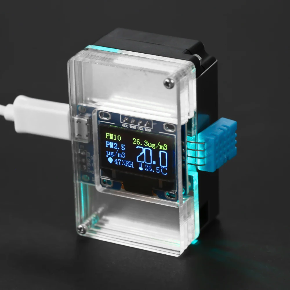 Детектор окружающей среды PM2.5 DIY Kit монитор качества воздуха с прозрачным корпусом ЖК-лазерный датчик& DHT11 датчик температуры и влажности