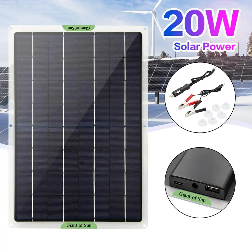 Flexible Solar Panel 20W Panels Cells Cell Module DC For Car Yacht Light RV 12V Battery Boat Outdoor Charger 5V/18V/9V | Электроника