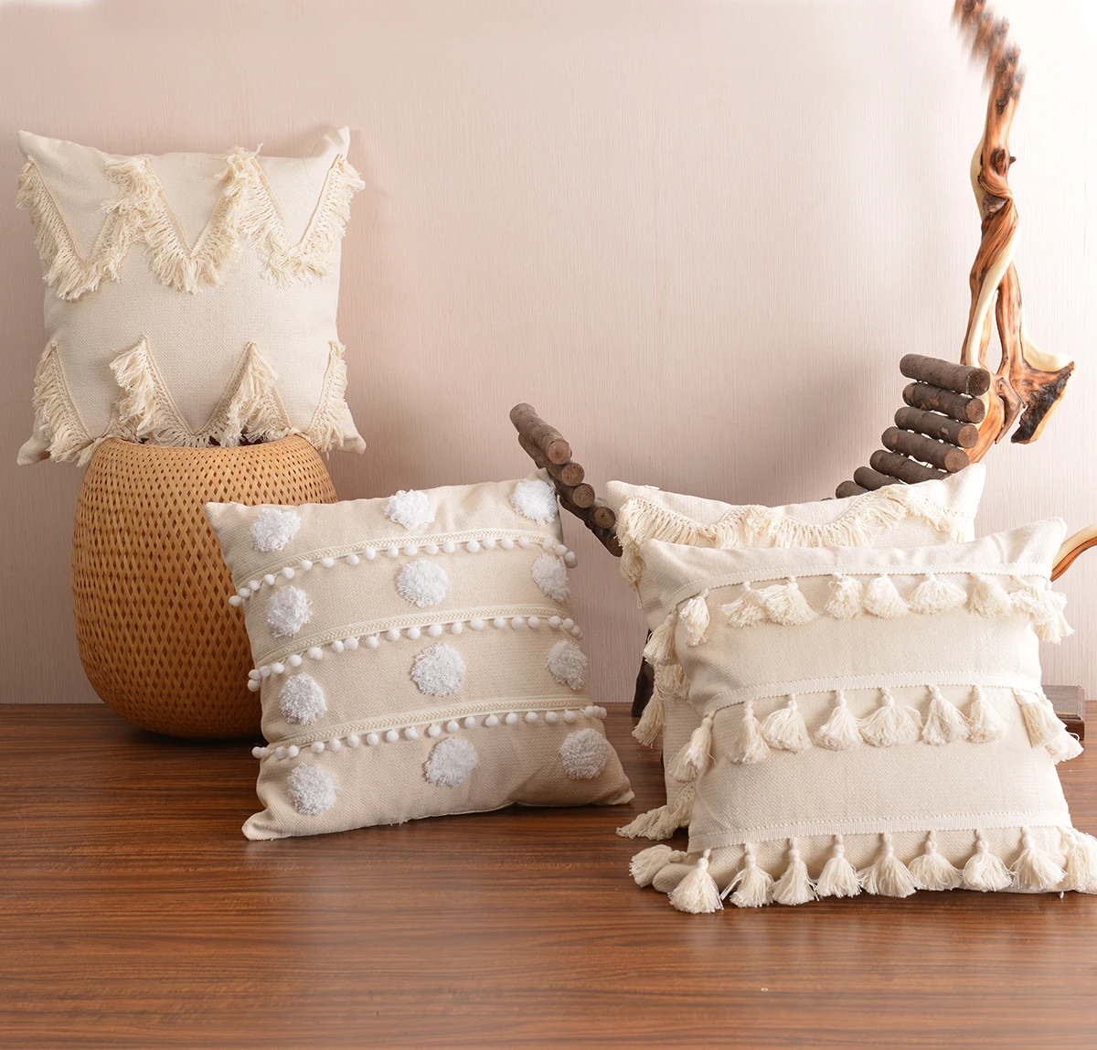 Boho Fringe Accent Pillow Cover Lumbar Pillow Cover Bohemian 30X50cm Beige Sofa Decoration Cushion Cover Home Cotton Morocco Boho Fringe Accent Pillow Cover Lumbar Pillow Cover Bohemian 30X50cm Beige Sofa Decoration Cushion Cover Home Cotton Morocco