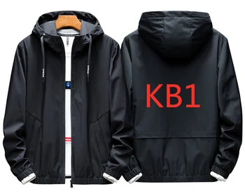 

KB1 2020 For Men's big Hoodies Solid Color Tracksuit Spring Cord Letter Hooded Sweatshirt Long Sleeve Zip Slim Coat Jacket Male