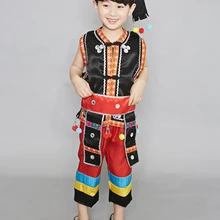 Детская танцевальная одежда для мальчиков Miao, одежда для выступлений Hmong, костюм для выступлений, китайский костюм, Китайский народный танцевальный костюм