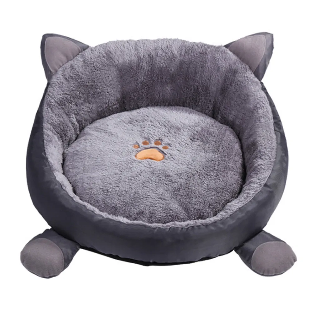 Grey Cat Bed Хлопковый домик для кошек, зимний теплый коврик для кошек, милые кровати для кошек, круглая подушка для маленьких собак, питомник для домашних животных, кровать для кошек, Cama Gato - Цвет: Grey Cat Bed