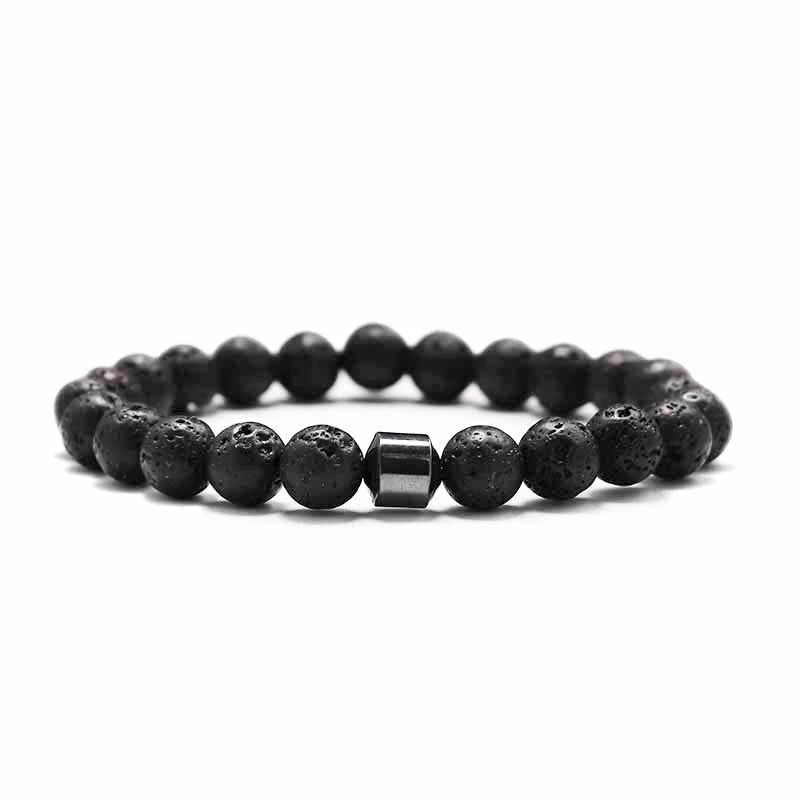 

NIUYITID 8mm Lava Stone Bead Bracelet For Men Elastic String Braccialetti Donna Kralen Armband 2019 New Drop shipping