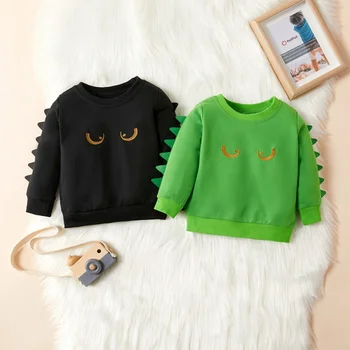

Infant Boys Cotton Sweater Newborn Cute Cartoon Little Monsters Funny Expression T-Shirt Baby Boy Round Collar Clothing