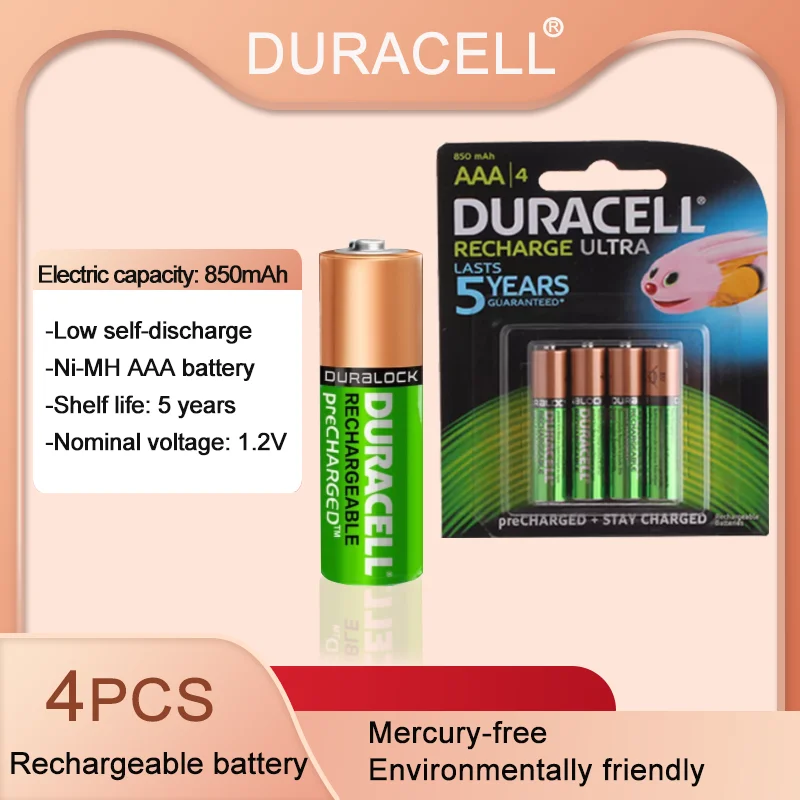 4 шт. перезаряжаемые Батарейки DURACELL AAA 1 2 в 850 мАч | Электроника