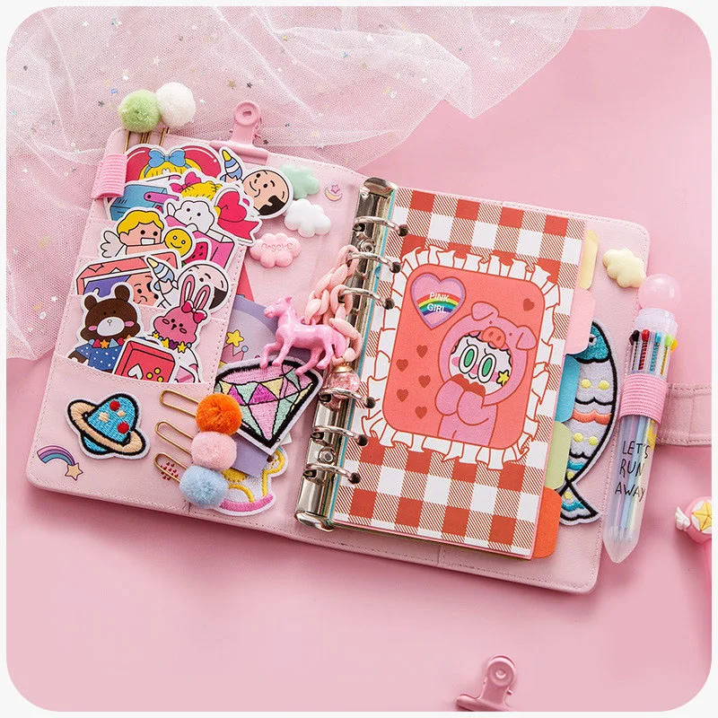 

80 Pages Kawaii Cartoon A6 Notebook Faux Leather Journal Loose-leaf Note book Diary Gift Monthly Weekly Planner Agenda Organizer