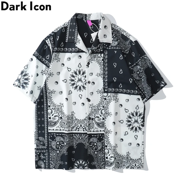Black Bandana Button Up Shirt