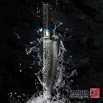 

Amber Highquality Damascus Knife 8" inch VG10 Blade Damascus Steel Knife 67 Layers Japanese Chef Santoku Cleaver Meat knife Gift