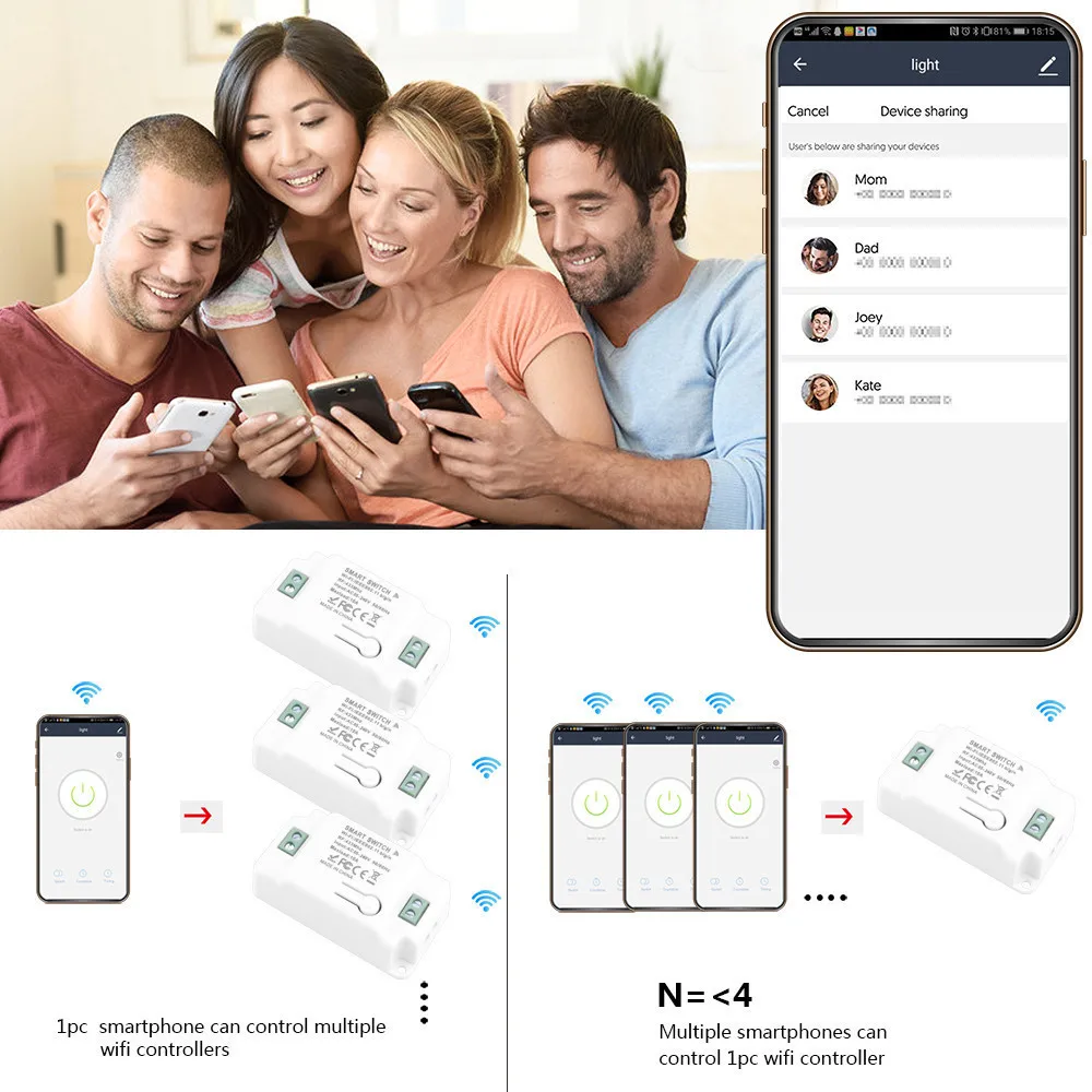 SMATRUL Tuya Smart Life APP Wi Fi + RF 433 МГц переключатель светильник релейный модуль с таймером