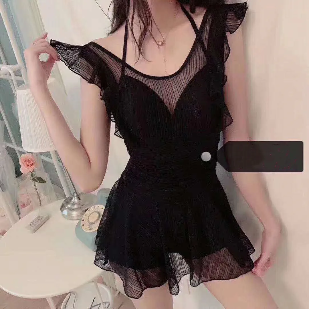 2021 New Women One-Piece Swimsuit Sexy Soild Swim Skirt Summer Beach Wear Korean Style Bathing Suit Female Bikini Set Bodysuit | Спорт и