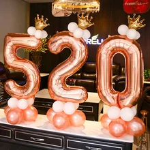 Счастливого Рождества 1 2 3 4 5 6 7 8 9 розово-золотые шары из фольги в виде цифр цифровой баллон гелия Свадебные украшения День рождения воздушные шары