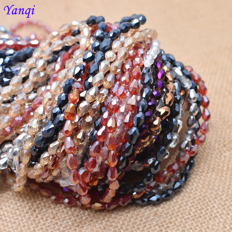 Lots Crystal Tear Drop Glass Spacer Loose Beads Jewelry Making DIY Acces