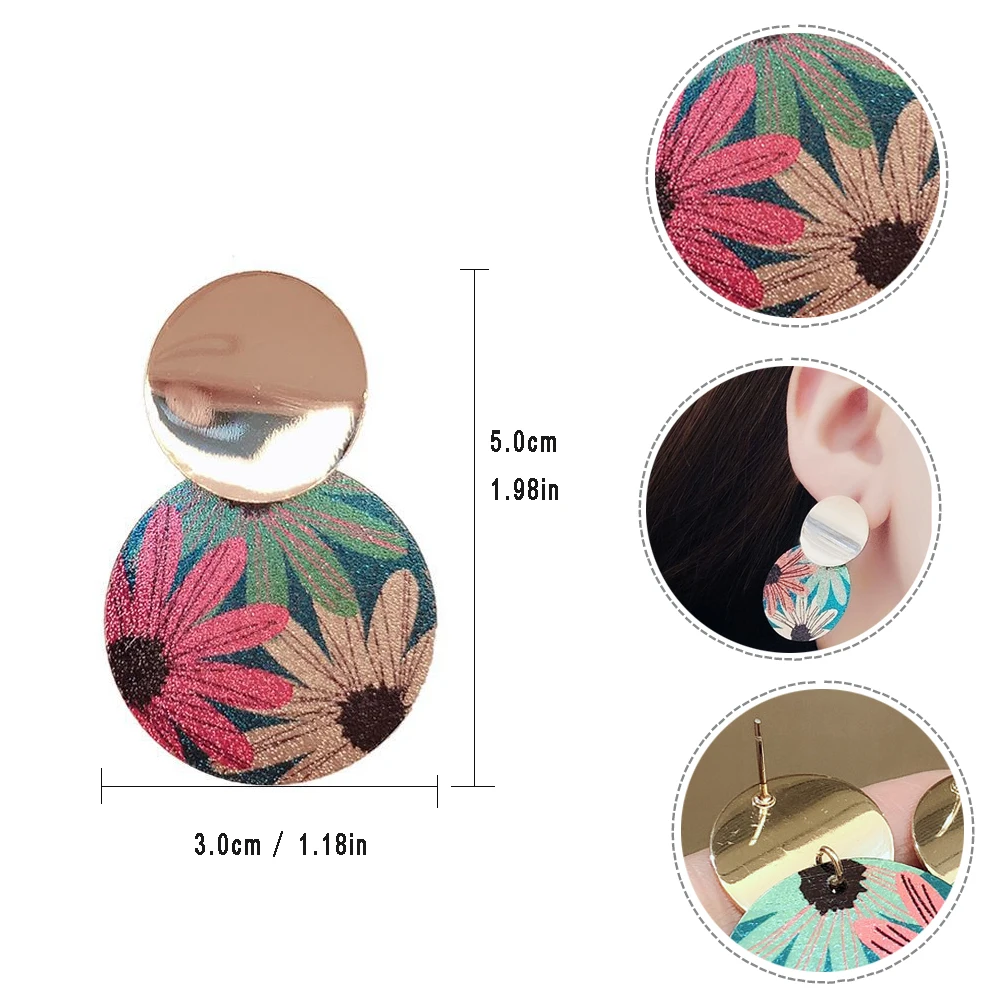 Новинка 2019 Винтажные серьги в виде цветов круглые с геометрическим рисунком для