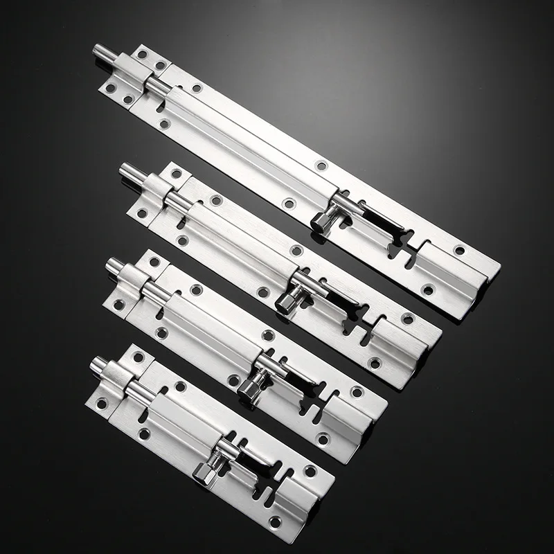 Door Latch 1pc Door Bolt 2/3/4/5/6/8 Inch Stainless Steel Lock Sliding Door Chain Lock Furniture Latch Home Safety with Screws