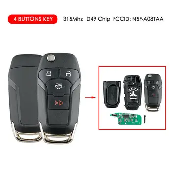 

4 Button Smart Remote Flip Key Entry Fob N5F-A08TAA 315Mhz For Ford Fusion 13-16