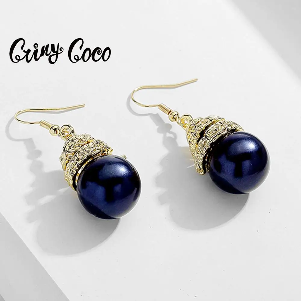 Cring Coco 2020 Fashion Water Drop Statement Pearl Earrings Women's Geometric Jewelry Accessories for Women Dangle Earring Party |