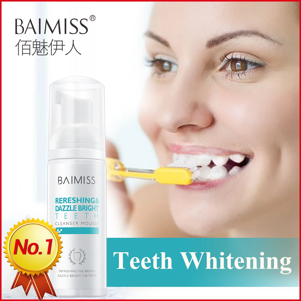 BAIMISS-pasta de dientes blanqueadora para Mousse, limpieza Dental fresca y brillante, higiene bucal, elimina las manchas de placa, herramienta Dental de mal aliento