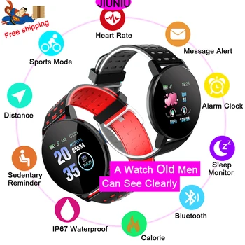 

2020 Men's Women's Smart Watch 119Plus Sport Fitness Track Blood Pressure Smartwatch Bluetooth Camera Bracelet For Apple Android