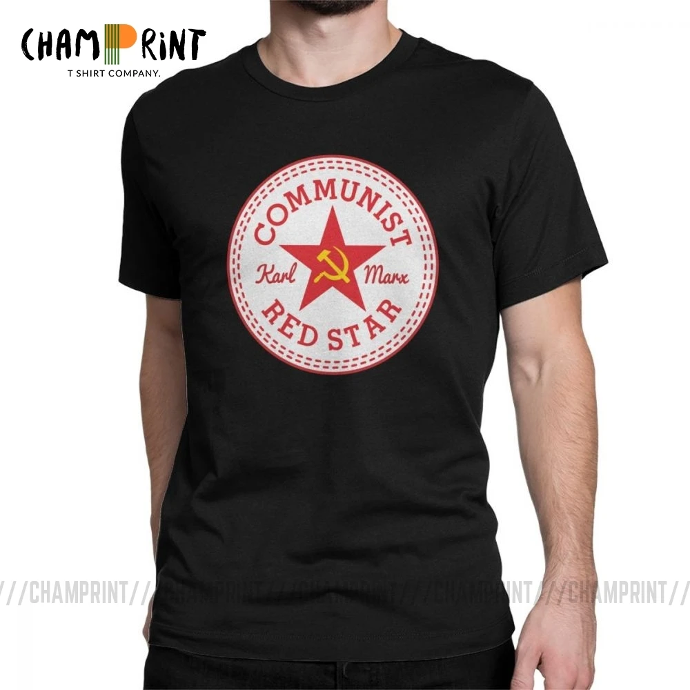 Мужские футболки с Коммунистической красной звездой хлопковые топы надписью